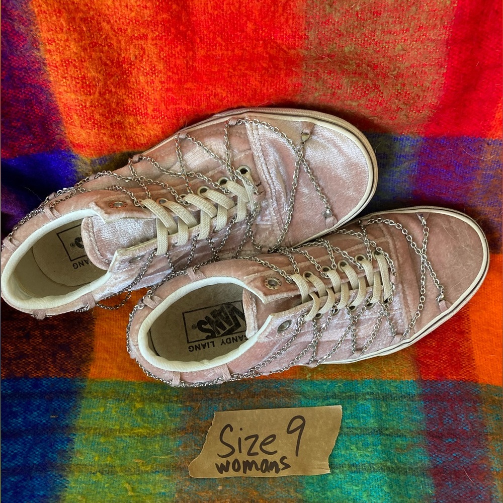 Pink Velvet Chains Vans Size 9